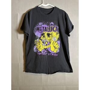 Vintage Metallica Shirt Mens Medium Black The Shortest Straw Band Tee Rock 90s